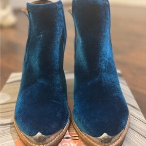 Jeffrey Campbell Deep Blue Velvet Ankle Boots